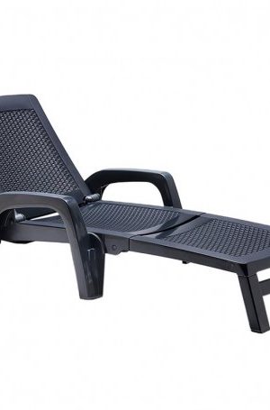 TUMBONA CON RUEDAS DE RESINA RATAN ANTRACITA SERIE MIAMI BICA