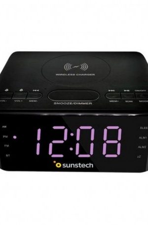 DESPERTADOR BASE CARGA INALÁMBRICA BLUETOOTH USB FRD50BTWC NEGRO SUNSTECH