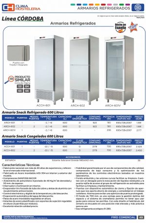 Armario Snack Congelador 2 Medias Puertas Fondo 726 de 693 x726 x2067h mm CORDOBA ACCH-602