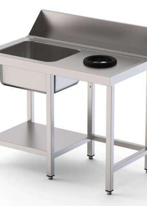 Mesa Acero Inoxidable Para Lavavajillas De Prelavado 1 Cubeta Con Estante 1600x750x800h mm