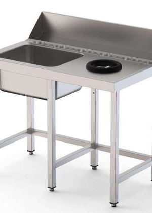 Mesa Acero Inoxidable Para Lavavajillas De Prelavado 1 Cubeta Sin Estante 1100x750x850h mm IS17511DWIN0S0
