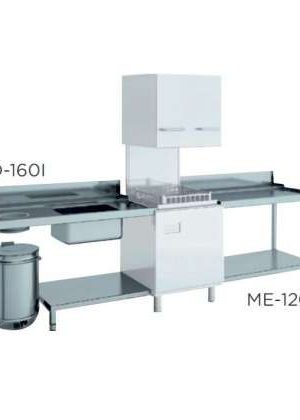 Mesa de prelavado entrada derecha dim.1600x750x850h sin estante con aro desbarazado mm MPSD-160D