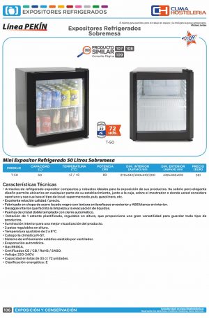 Armario Expositor Sobremesa 50 litros de 430 x465 x510h mm PEKIN T-50