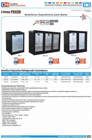 Botellero Expositor Contramostrador 1 puerta pivotante de 600 x520 x900h mm PEKIN BB-1