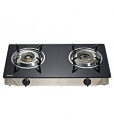 COCINA DE GAS INOX CON CRISTAL TEMPLADO 2 FUEGOS AIRMEC