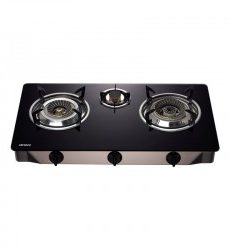 COCINA DE GAS INOX CON CRISTAL TEMPLADO 3 FUEGOS AIRMEC