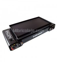 COCINA DE GAS PORTATIL AIRMEC AM130799 DOBLE CON BOMBONA + PLANCHA DE ASADO