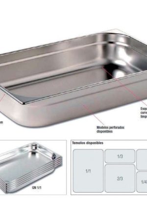 CUBETAS GASTRONORM ACERO INOXIDABLE DE GN1/1-20 PEKIN GNCH1-0,5 KG